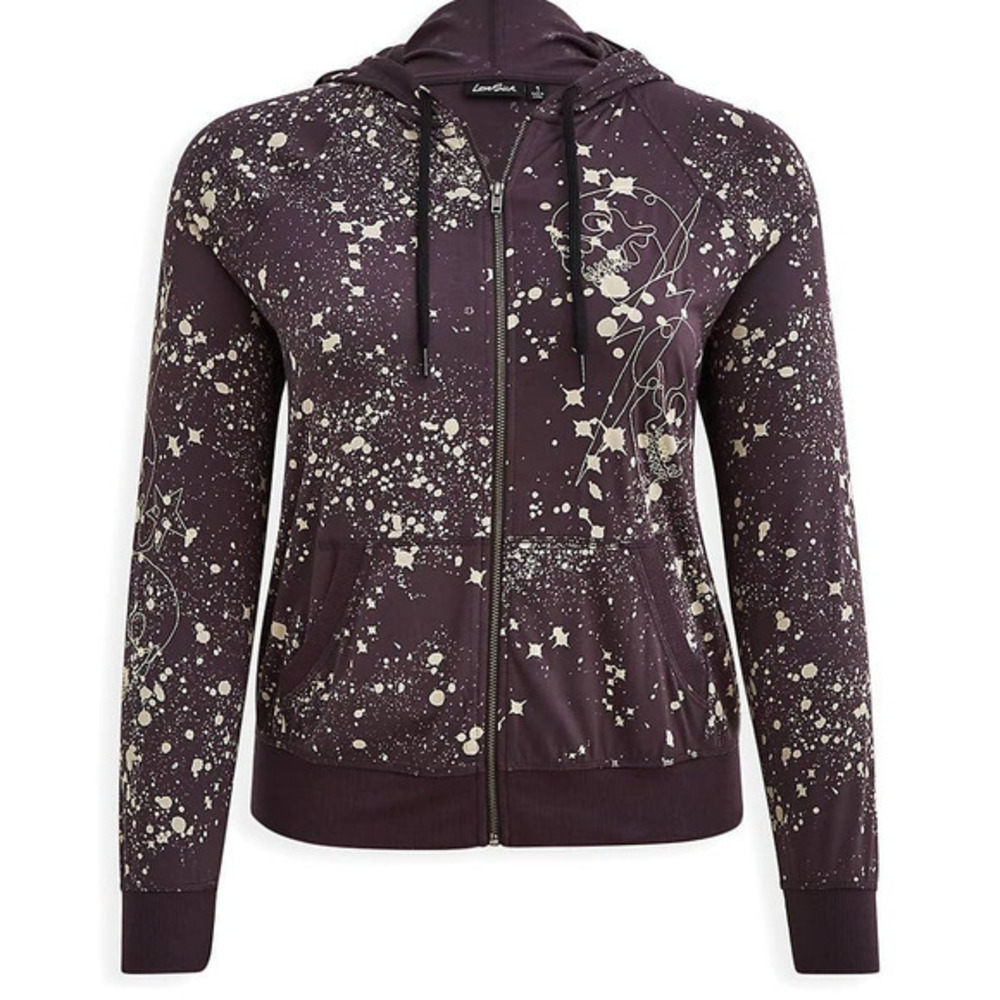 New Torrid Plus Size 3 (3X 22/24) Lovesick Bleach Splatter Skull Zip Up Hoodie